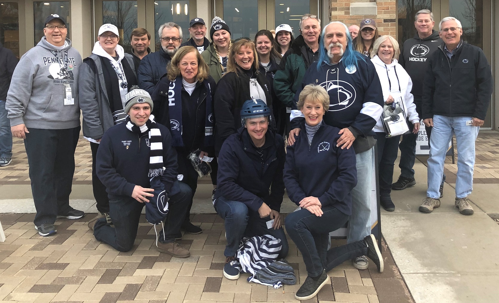 A club travelling party outside the arena on the 2019 road trip to Notre Dame